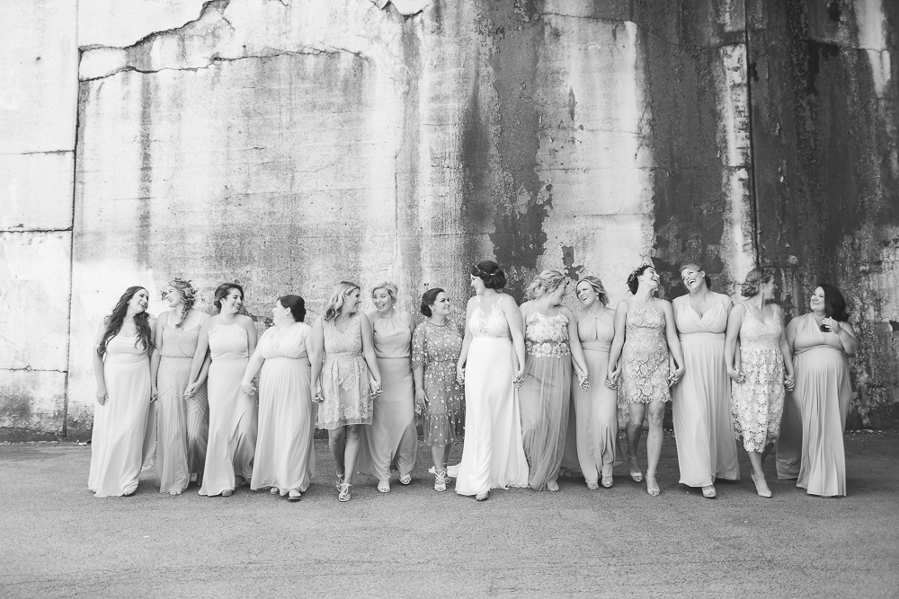 bride and bridesmaids groupshot summer wedding florals natural sage | hawaii elopement photography | elle rose photo hawaii wedding photographer