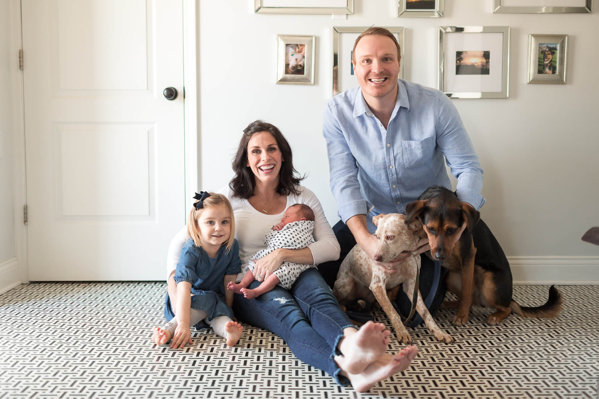 family with dogs | oahu family hawaii newborn in home lifestyle session with elle rose photo | kailua big sister new baby stylish house 