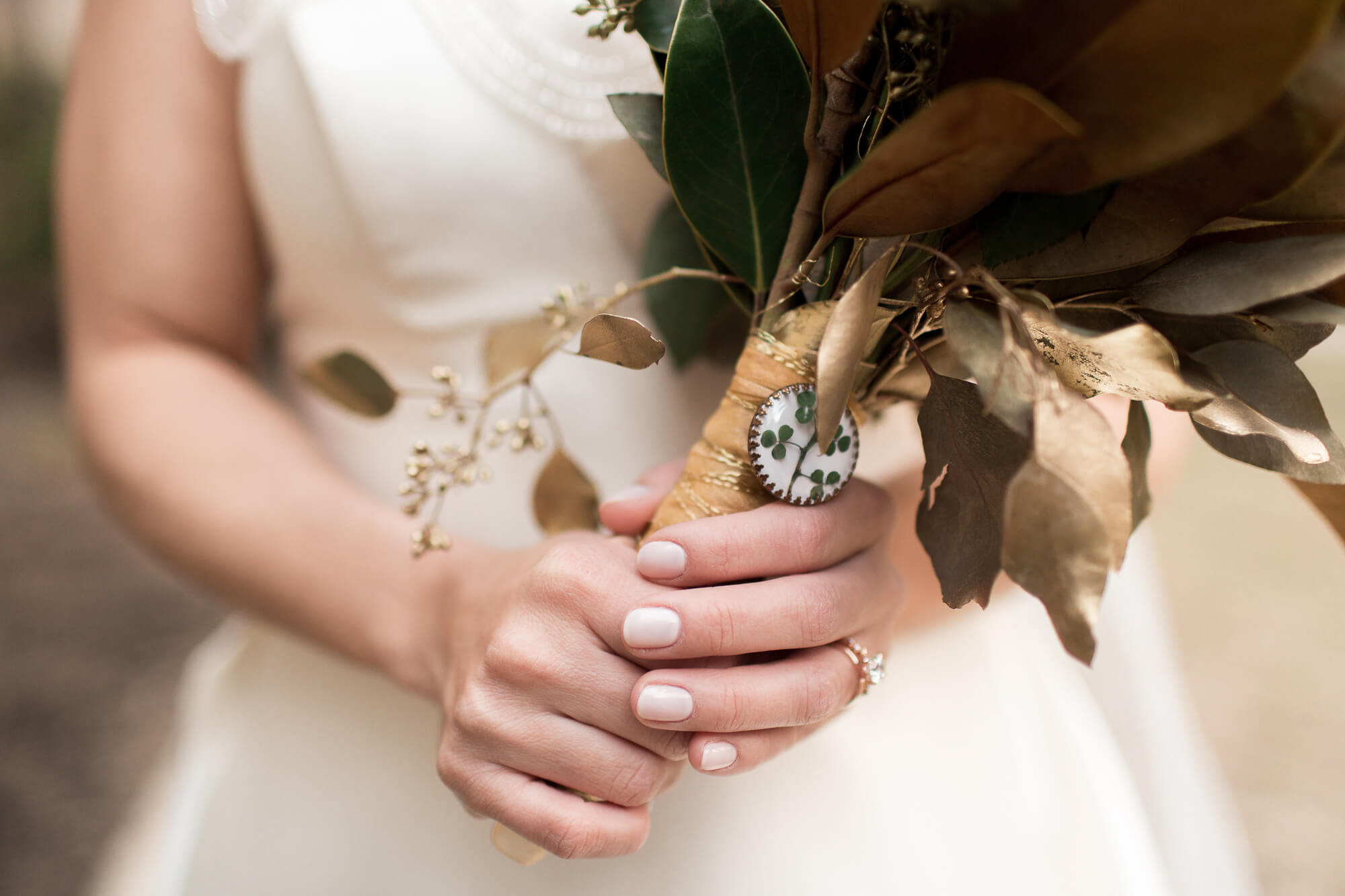 bouquet detail nails and ring | elegant glamorous black tie daytime wedding photography | oahu hawaii wedding photographer elle rose photo | destination winter wedding in chicago illinois