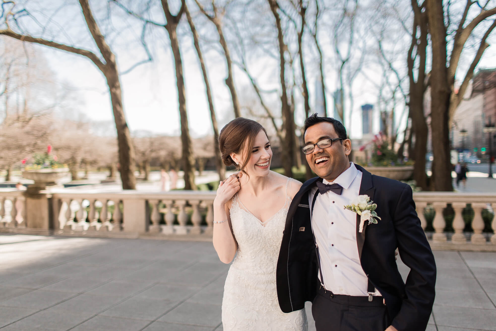 beautiful photo of bride and groom at the mid america club