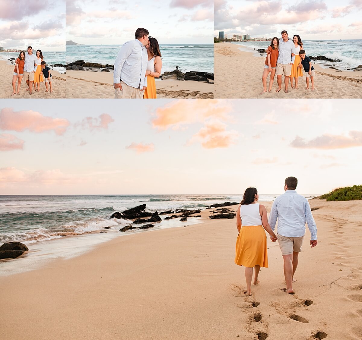 golden hour sunset family session in Hawaii with Honolulu family photographer 
