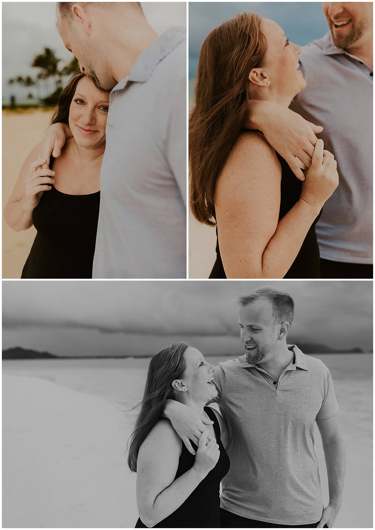 couple walk arm in arm along the coast during vacation photo session