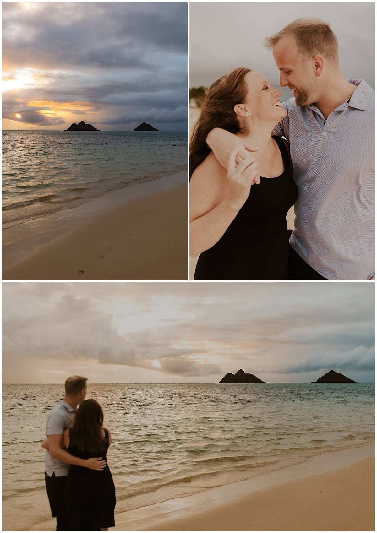 sunset overlooking the water in Hawaii for Oahu couples photographer
