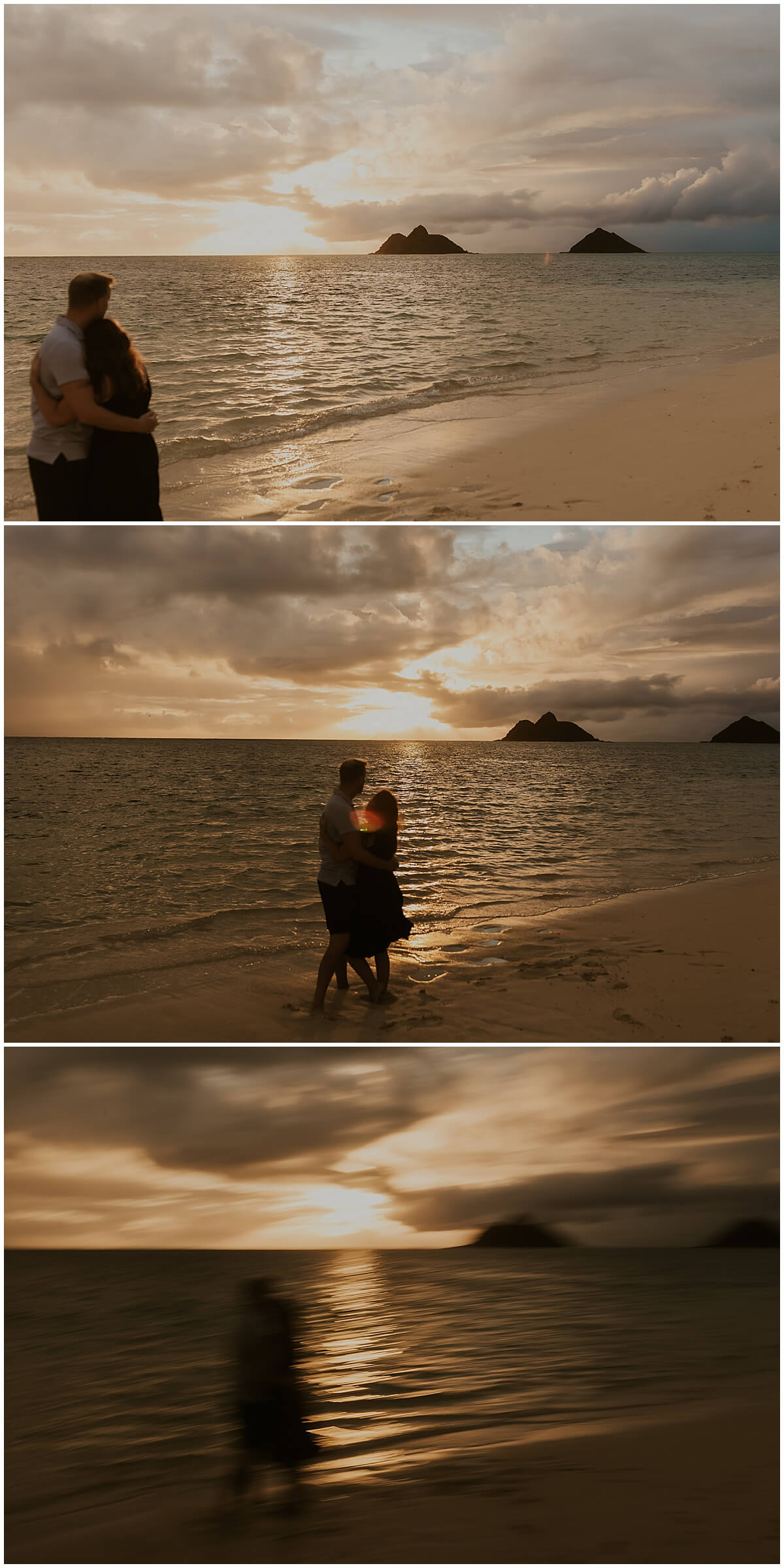 sunset on the coast for man and woman by oahu couples photographer