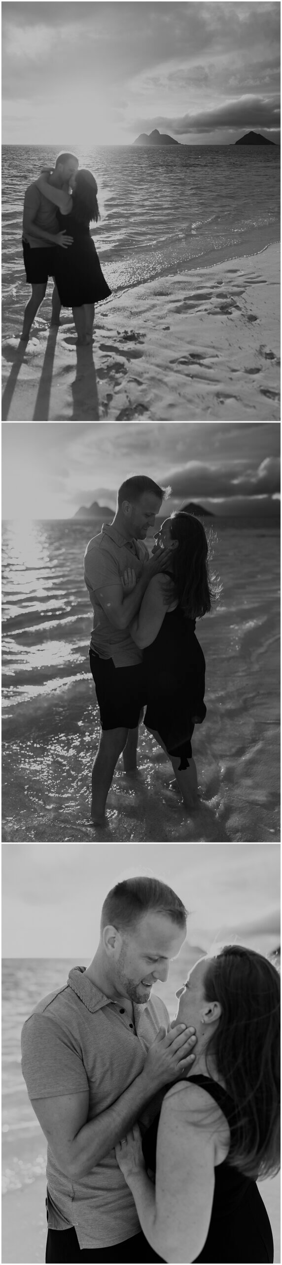 couple kisses on kailua beach during vacation photo session