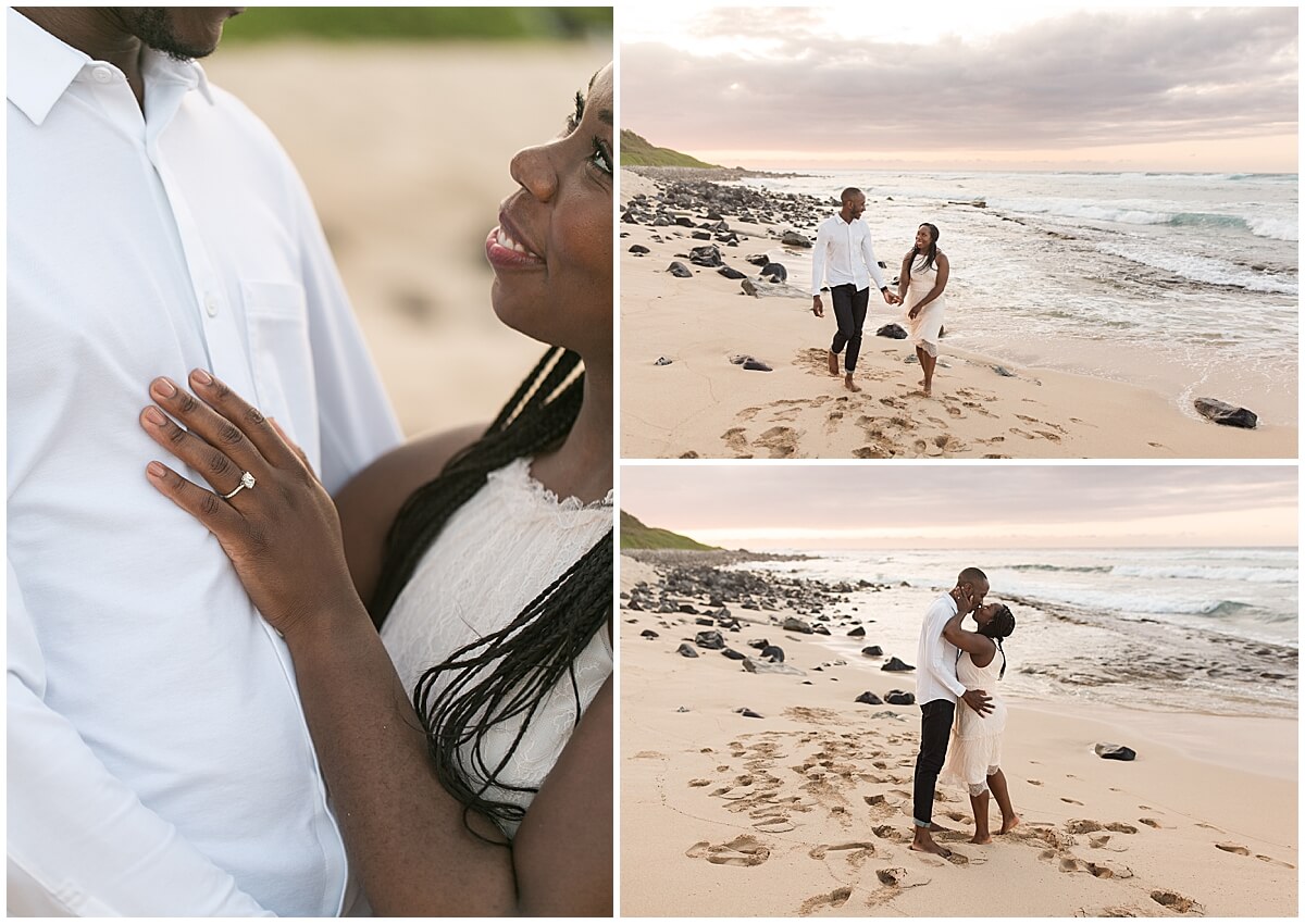 woman showing off diamond engagement ring overlooking sunrise proposal because you're engaged! now what?!