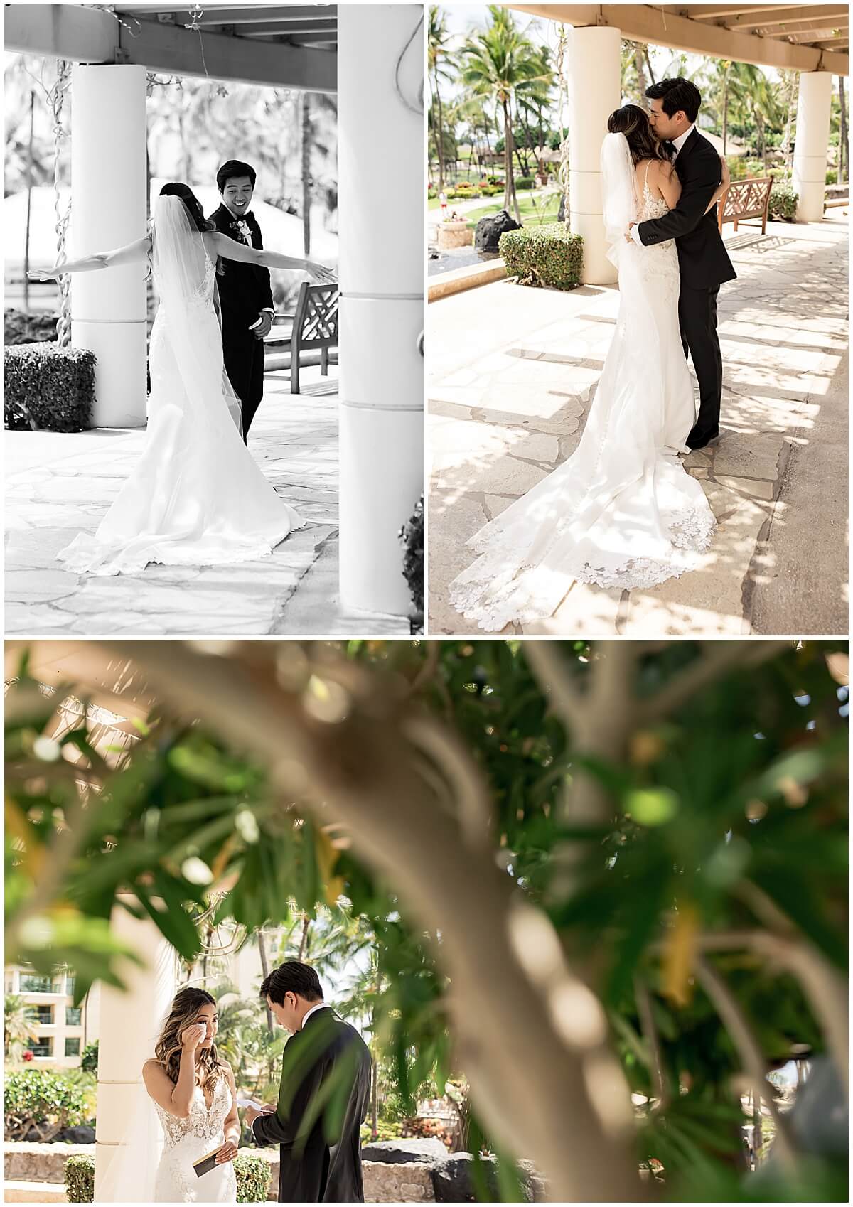 first look with bride and groom on outside terrace at the four seasons by Elle rose photo