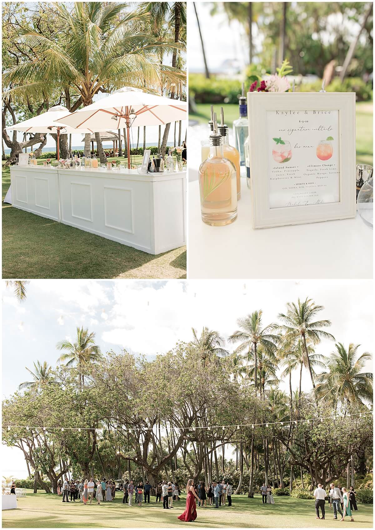 wedding ceremony details and drink menu on the green by Elle rose photo