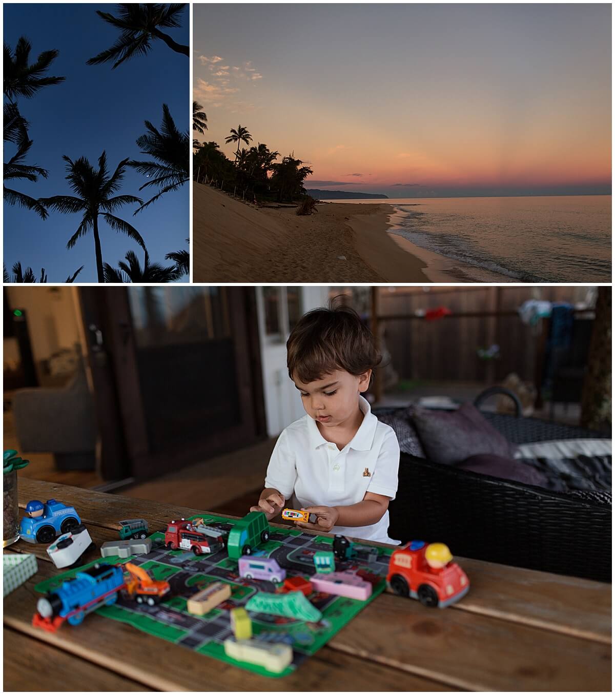 son playing with toys at home before oahu sunrise session 