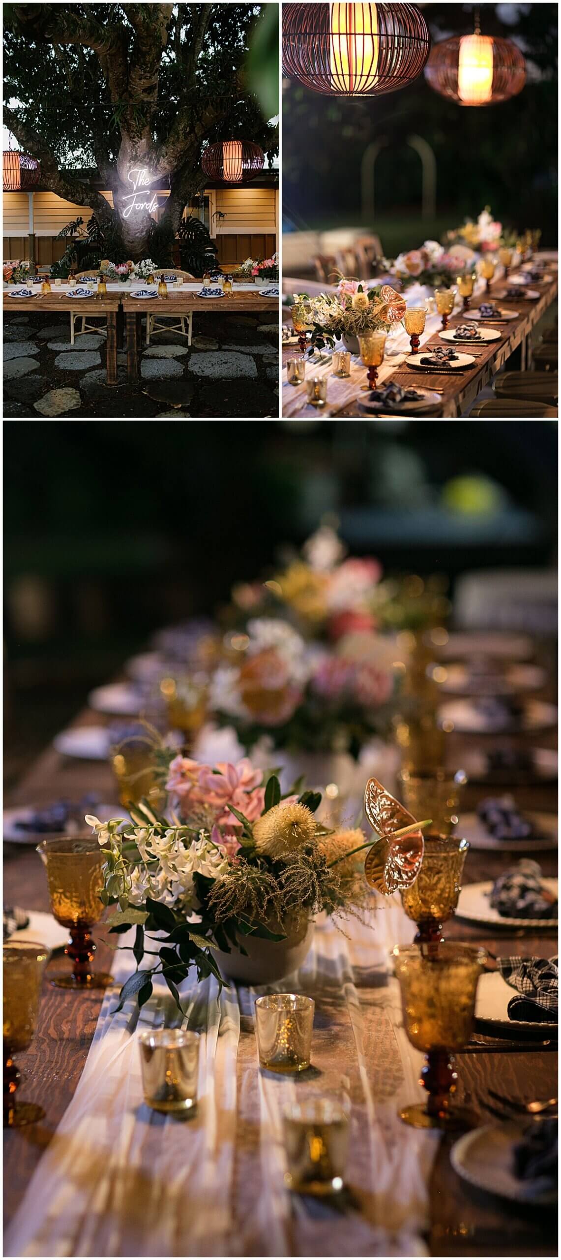 reception table details with florals and candles by Elle rose photo